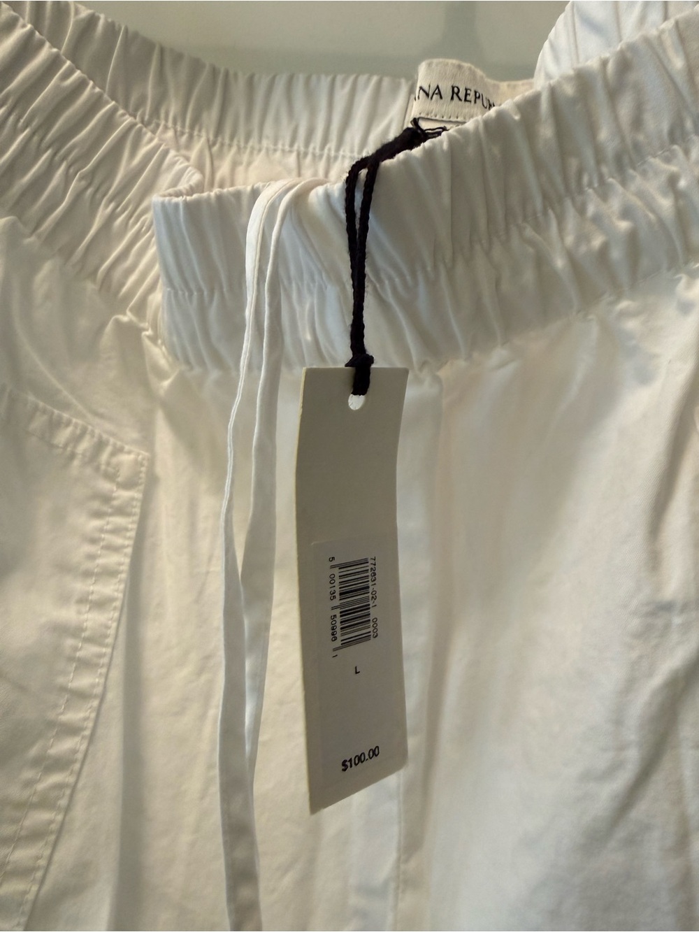 Banana Republic 100% Cotton White Adjustable Pants NWT Size L